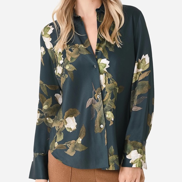 Vince Tops - Vince Camellia Branch Silk Shirt